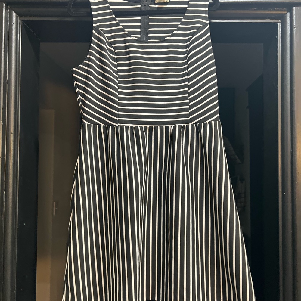 Maison Jules Monochrome Striped Dress